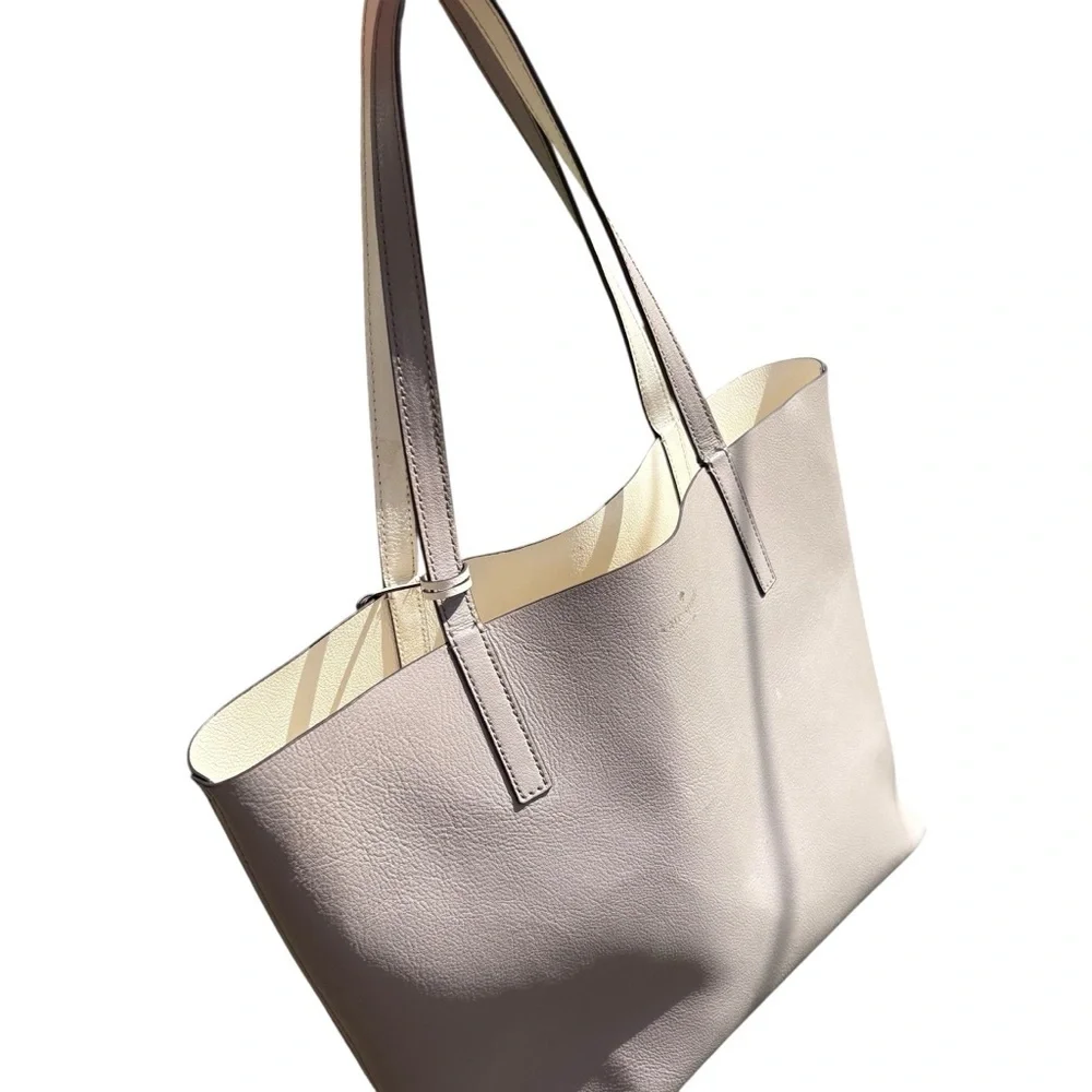 Kate Spade New York Leather Tote Bag with Tassel – Gray